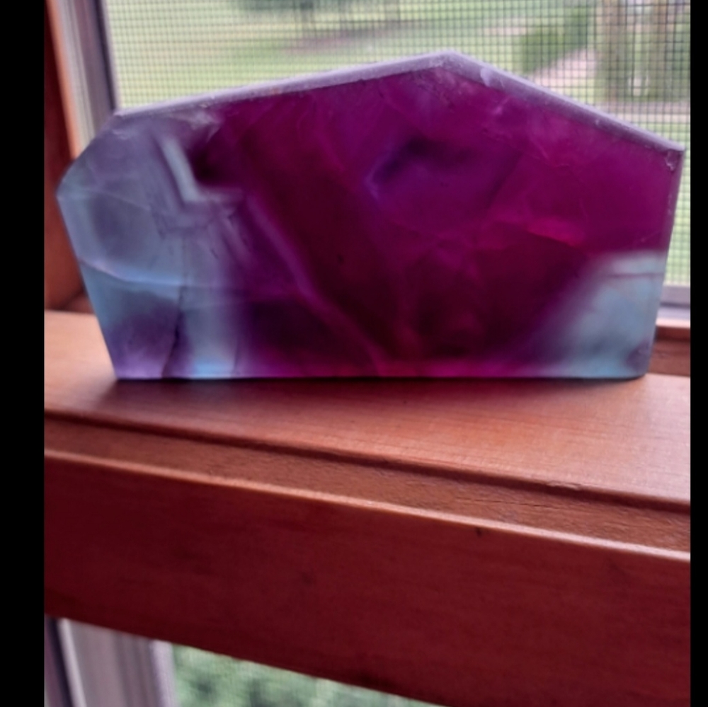 Raw purple flourite slab